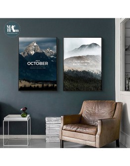 Nordic Decortive Canvas Painting Forest Mountain Prints Art Posters Prints Landscape Art Wall Picture Living Room Unframed