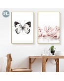 Flowers Flamingo butterfly wall art Canvas posters Painting Prints Nordic Landscape Pictures for Living Room Morden Home Decor