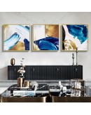 Nordic gold foil watercolor light  blue abstract golden Poster dinner room Wall Art Pictures on Canvas Living Room Decor