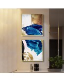 Nordic gold foil watercolor light  blue abstract golden Poster dinner room Wall Art Pictures on Canvas Living Room Decor