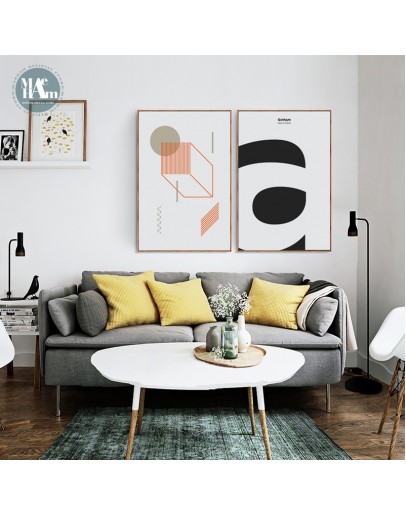 Nordic Abstract geometry letter wall art Canvas Posters Painting Prints wall Pictures for Living Room Morden Minimalist  Decor