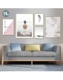 Nordic Figure Feather  wall art Canvas posters Painting Prints cloud mist landscape Pictures for Living Room Morden Home Decor