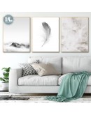 Nordic Figure Feather  wall art Canvas posters Painting Prints cloud mist landscape Pictures for Living Room Morden Home Decor