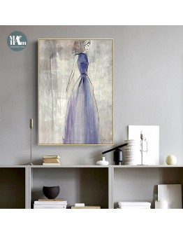 Nordic hand-painted Girls wall art Canvas Painting Prints Abstract Figure Posters for Living Room Morden contracted Home Decor