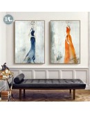 Nordic hand-painted Girls wall art Canvas Painting Prints Abstract Figure Posters for Living Room Morden contracted Home Decor