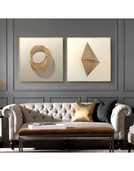 3D stereo abstract lines wall art Canvas Painting Prints Posters Creative golden art Pictures for Living Room Morden Decor