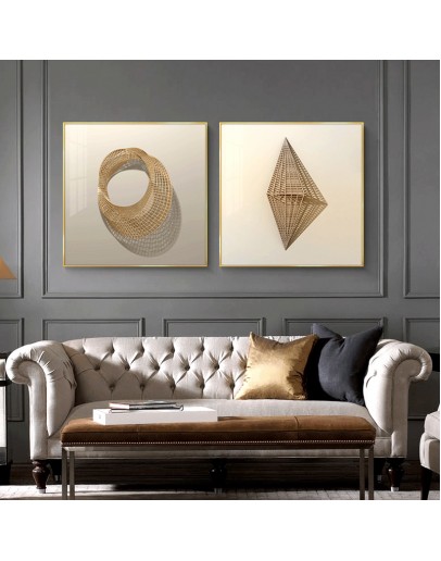 3D stereo abstract lines wall art Canvas Painting Prints Posters Creative golden art Pictures for Living Room Morden Decor