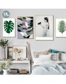 Nordic Leaves Figures wall art Canvas posters Painting Prints Abstract  Landscape Picture for Living Room Morden art Home Decor