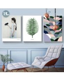 Nordic Leaves Figures wall art Canvas posters Painting Prints Abstract  Landscape Picture for Living Room Morden art Home Decor