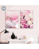 Maeham Nordic Pink Rose Flamingo wall art Canvas posters Painting Prints wall Pictures for Living Room Morden Home Decor