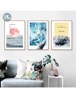 Nordic Decoration sea Lanscape Wall Art Canvas Poster and Print Canvas Painting Decorative Picture for Living Room Home Decor