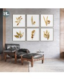 Maeham Golden leaf plant wall art Canvas HD Prints Posters Abstract Wall Pictures for living room Morden decor Nordic mural