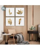 Maeham Golden leaf plant wall art Canvas HD Prints Posters Abstract Wall Pictures for living room Morden decor Nordic mural