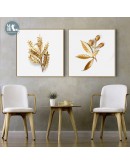 Maeham Golden leaf plant wall art Canvas HD Prints Posters Abstract Wall Pictures for living room Morden decor Nordic mural