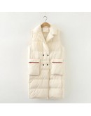  Bodywarm Women Puffer Vest Autumn Winter Sleeveless Jacket Coat Cotton Padded Waistcoat Long Vest Parka Chaleco Mujer