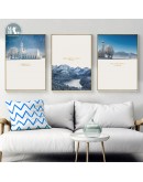 Nordic Snow and ice building wall art Canvas Painting Prints Blue Landscape wall Pictures for Living Room Morden Home Decor