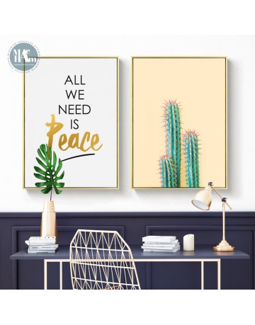 Maeham Nordic Green plant cactus wall art Canvas Painting posters Prints wall Pictures for Living Room Morden art Home Decor