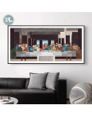 The Last Supper Abstract square mosaic water color block art Wall Art Canvas Painting Poster Wall Picture for Living Room Decor