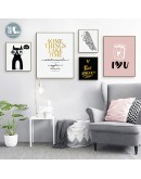 Nordic Cartoon animal owl Golden letters wall art Canvas posters Painting Prints wall Pictures for Living Room Morden Home Decor