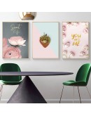 Nordic Pink swan Rose Flowers wall art Canvas posters Painting Prints Landscape Picture for Living Room Morden art Home Decor