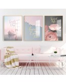 Nordic Pink swan Rose Flowers wall art Canvas posters Painting Prints Landscape Picture for Living Room Morden art Home Decor