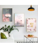 Nordic Pink swan Rose Flowers wall art Canvas posters Painting Prints Landscape Picture for Living Room Morden art Home Decor